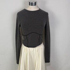 Olive Long  Sleeve Crop Top